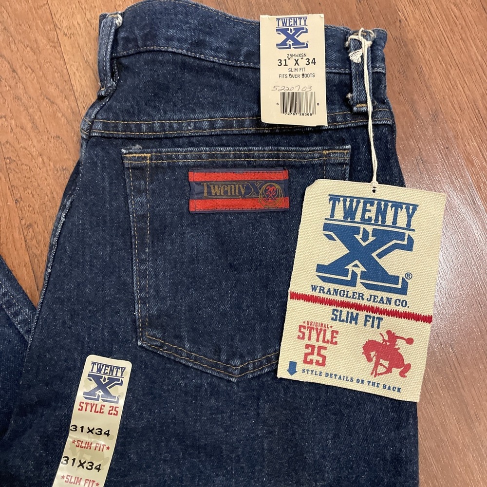 NOS Wrangler Men's Twenty X Slim Fit 25MWX Denim Jeans 31x34 - Picture 2 of 10